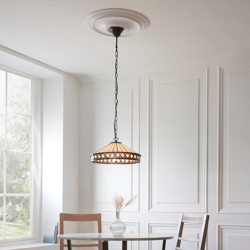 Endon 112196 - Chain-hung Tiffany FARGO chandelier 1xE27/60W/230V, diameter 41,5 cm