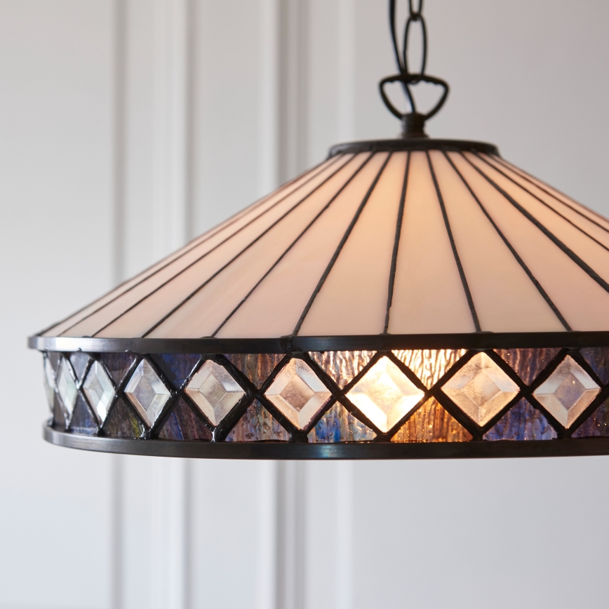 Endon 112196 - Chain-hung Tiffany FARGO chandelier 1xE27/60W/230V, diameter 41,5 cm