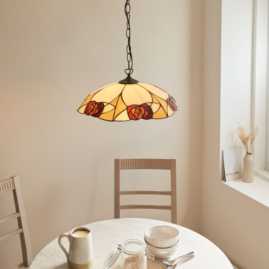 Endon 112197 - Tiffany INGRAM Chain-Hung Chandelier 1xE27/60W/230V Ø 45 cm
