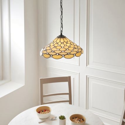 Endon 112226 - Chain-hung chandelier Tiffany PEARL 1xE27/10W/230V Ø 45 cm