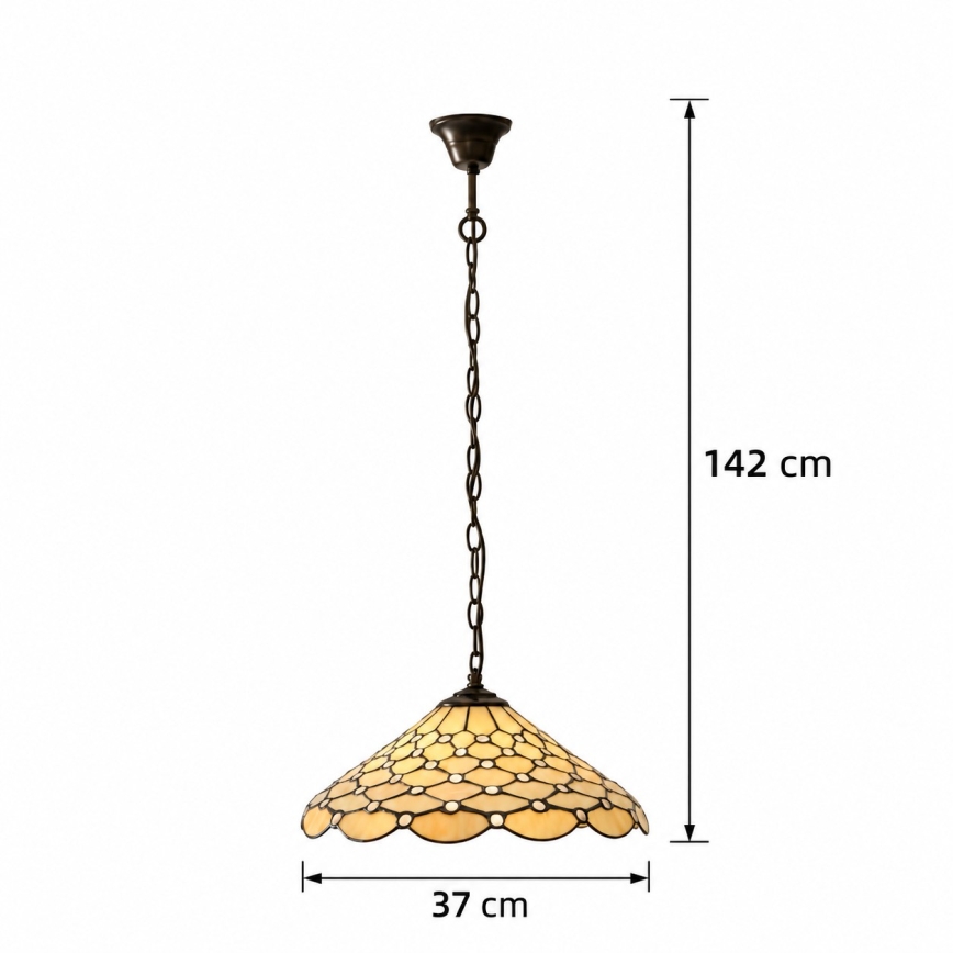 Endon 112226 - Chain-hung chandelier Tiffany PEARL 1xE27/10W/230V Ø 45 cm