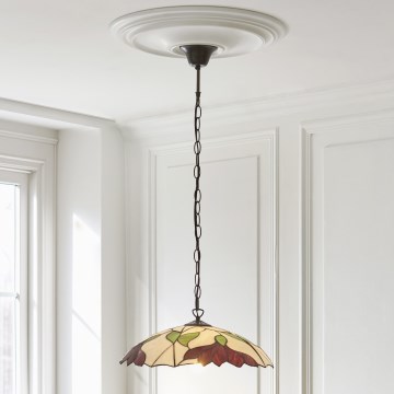 Endon 112246 - Chain-hung Tiffany BOTANICA chandelier 1xE27/60W/230V, diameter 45 cm
