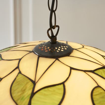 Endon 112246 - Chain-hung Tiffany BOTANICA chandelier 1xE27/60W/230V, diameter 45 cm