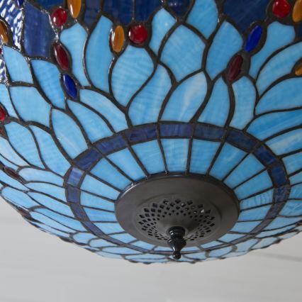 Endon 112250 - Tiffany DRAGONFLY chain-hung chandelier, 3xE27/60W/230V, Ø 50 cm