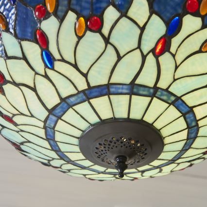 Endon 112250 - Tiffany DRAGONFLY chain-hung chandelier, 3xE27/60W/230V, Ø 50 cm