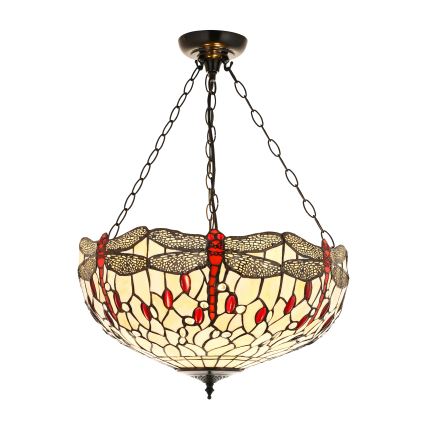 Endon 112251 - Tiffany DRAGONFLY chain-hung chandelier 3xE27/60W/230V, Ø 50 cm