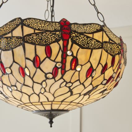 Endon 112251 - Tiffany DRAGONFLY chain-hung chandelier 3xE27/60W/230V, Ø 50 cm
