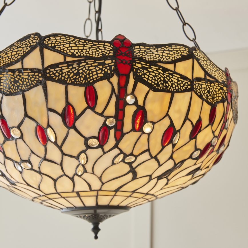 Endon 112251 - Tiffany DRAGONFLY chain-hung chandelier 3xE27/60W/230V, Ø 50 cm