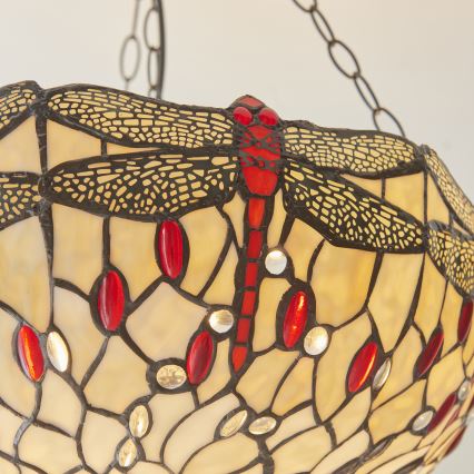 Endon 112251 - Tiffany DRAGONFLY chain-hung chandelier 3xE27/60W/230V, Ø 50 cm