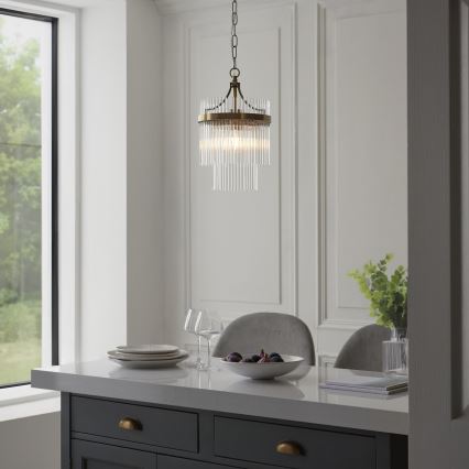 Endon 112572 - Chain-hung chandelier MARIETTA 1xE27/10W/230V brass/clear