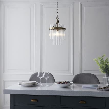 Endon 112572 - Chain-hung chandelier MARIETTA 1xE27/10W/230V brass/clear