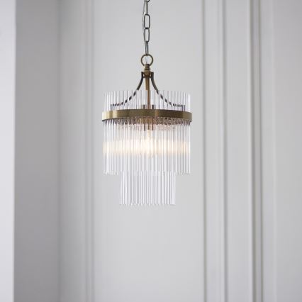 Endon 112572 - Chain-hung chandelier MARIETTA 1xE27/10W/230V brass/clear