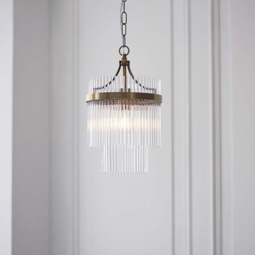 Endon 112572 - Chain-hung chandelier MARIETTA 1xE27/10W/230V brass/clear