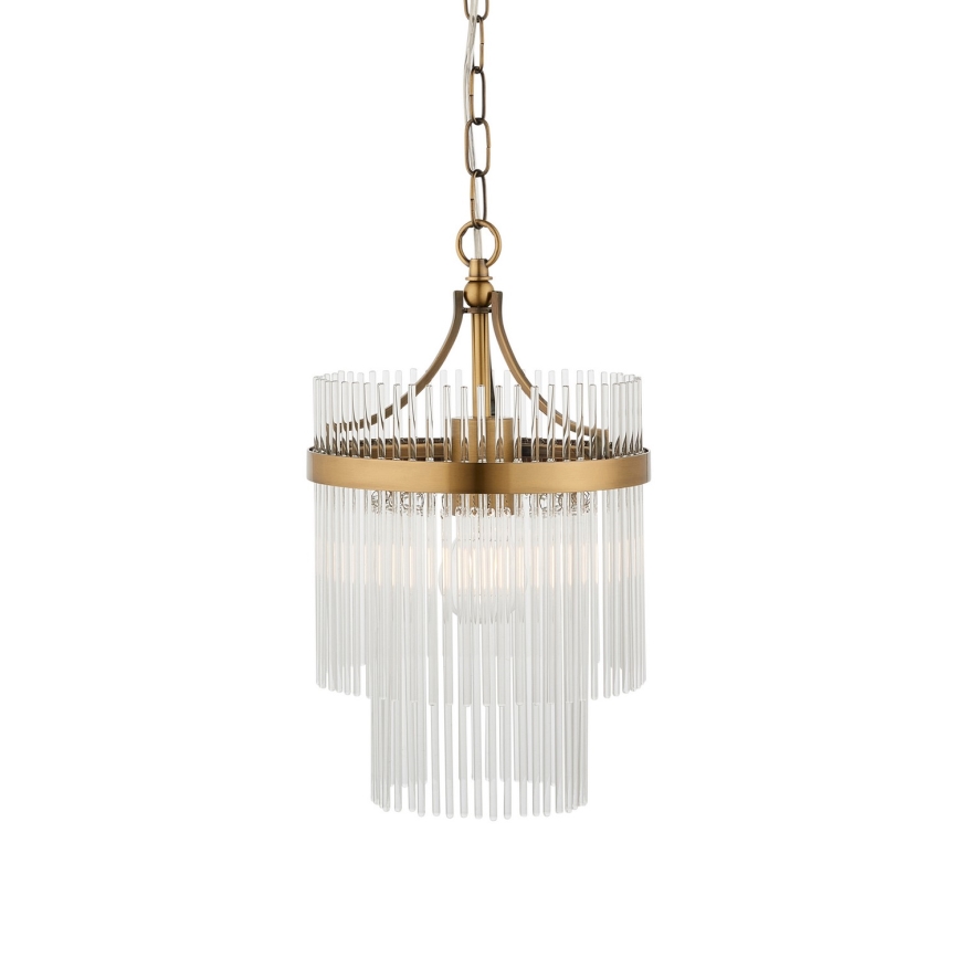 Endon 112572 - Chain-hung chandelier MARIETTA 1xE27/10W/230V brass/clear