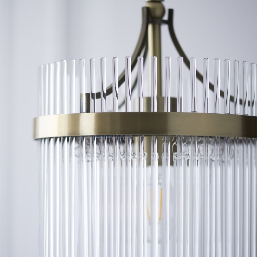 Endon 112572 - Chain-hung chandelier MARIETTA 1xE27/10W/230V brass/clear