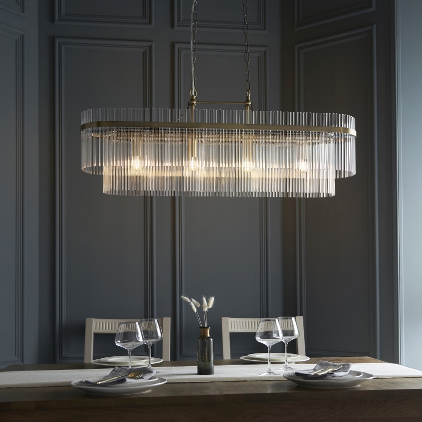 Endon 112573 - Chandelier on a chain MARIETTA 4xE14/6W/230V brass/clear