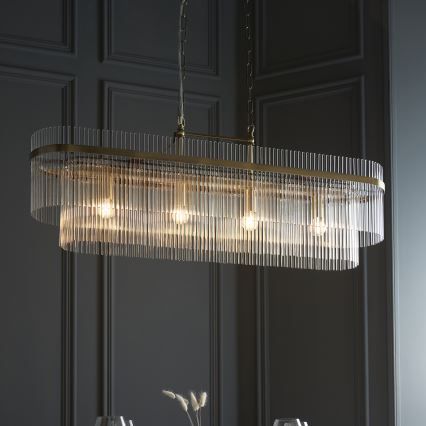 Endon 112573 - Chandelier on a chain MARIETTA 4xE14/6W/230V brass/clear
