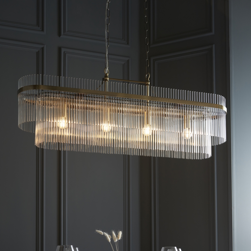 Endon 112573 - Chandelier on a chain MARIETTA 4xE14/6W/230V brass/clear