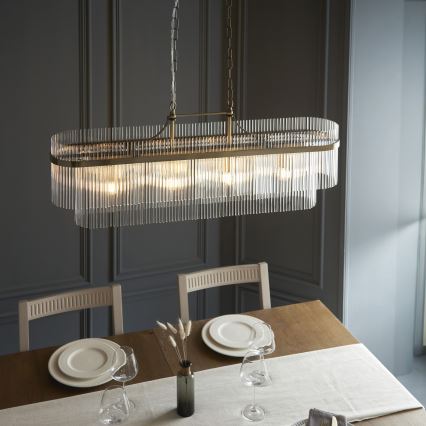 Endon 112573 - Chandelier on a chain MARIETTA 4xE14/6W/230V brass/clear