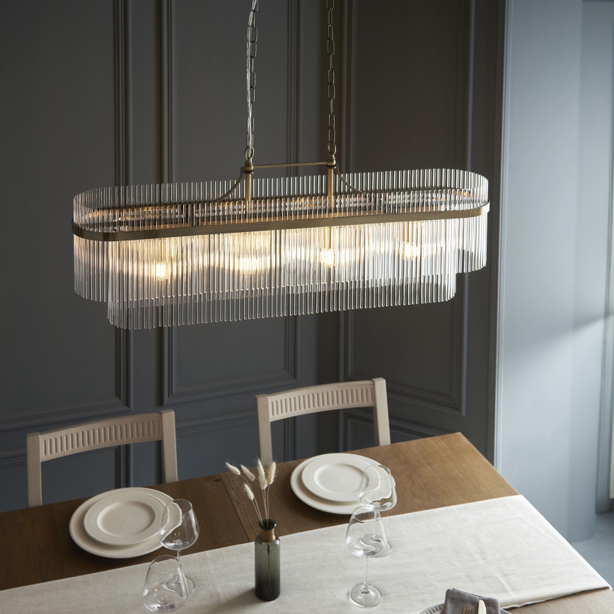 Endon 112573 - Chandelier on a chain MARIETTA 4xE14/6W/230V brass/clear