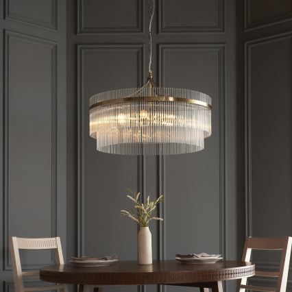 Endon 112574 - MARIETTA GRAND Chain-hung Chandelier 7 × E14 / 7W / 230V Brass/Clear