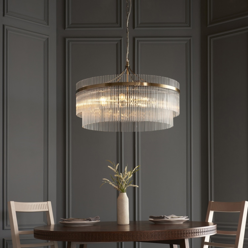 Endon 112574 - MARIETTA GRAND Chain-hung Chandelier 7 × E14 / 7W / 230V Brass/Clear