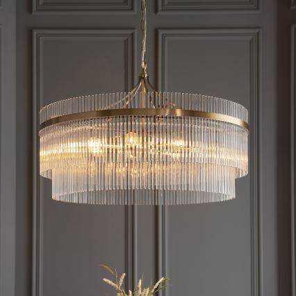 Endon 112574 - MARIETTA GRAND Chain-hung Chandelier 7 × E14 / 7W / 230V Brass/Clear