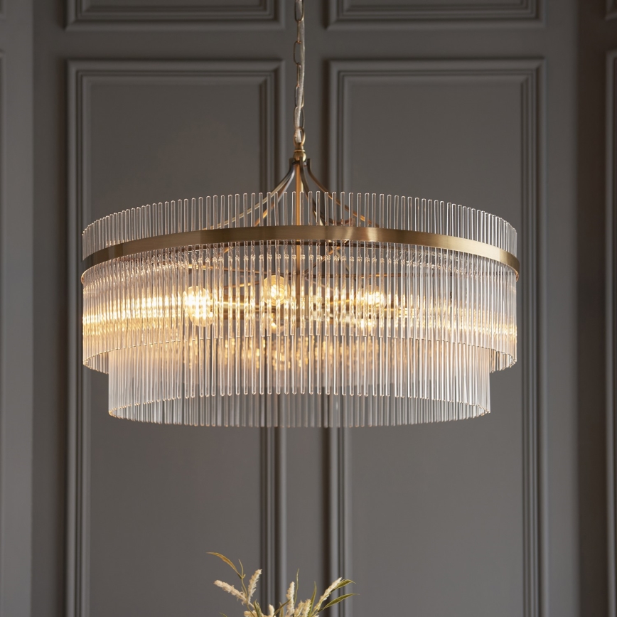 Endon 112574 - MARIETTA GRAND Chain-hung Chandelier 7 × E14 / 7W / 230V Brass/Clear