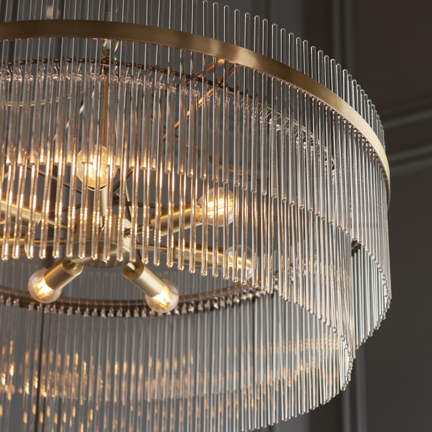 Endon 112574 - MARIETTA GRAND Chain-hung Chandelier 7 × E14 / 7W / 230V Brass/Clear