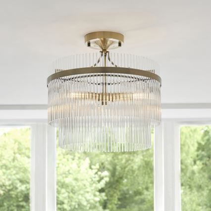 Endon 112575 - Surface-mounted chandelier MARIETTA 3xE14/7W/230V brass/clear