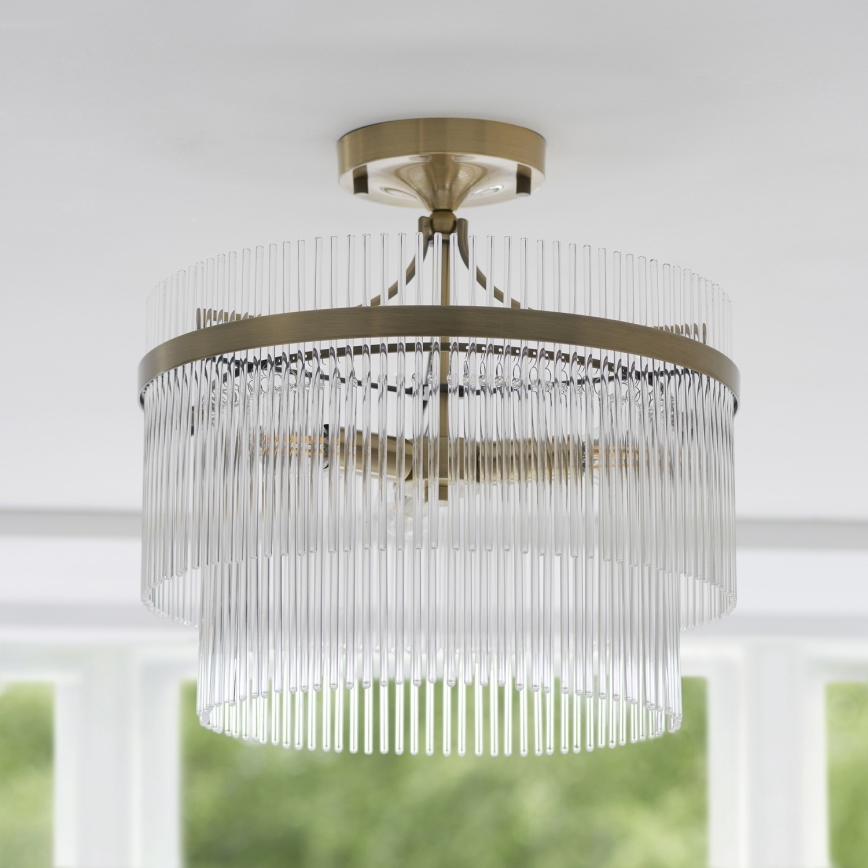 Endon 112575 - Surface-mounted chandelier MARIETTA 3xE14/7W/230V brass/clear