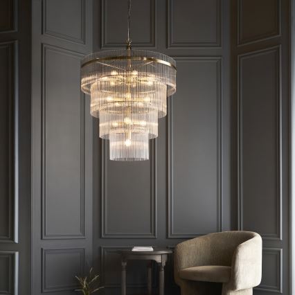 Endon 112576 - Chandelier on a chain MARIETTA 16xE14/6W/230V brass/clear