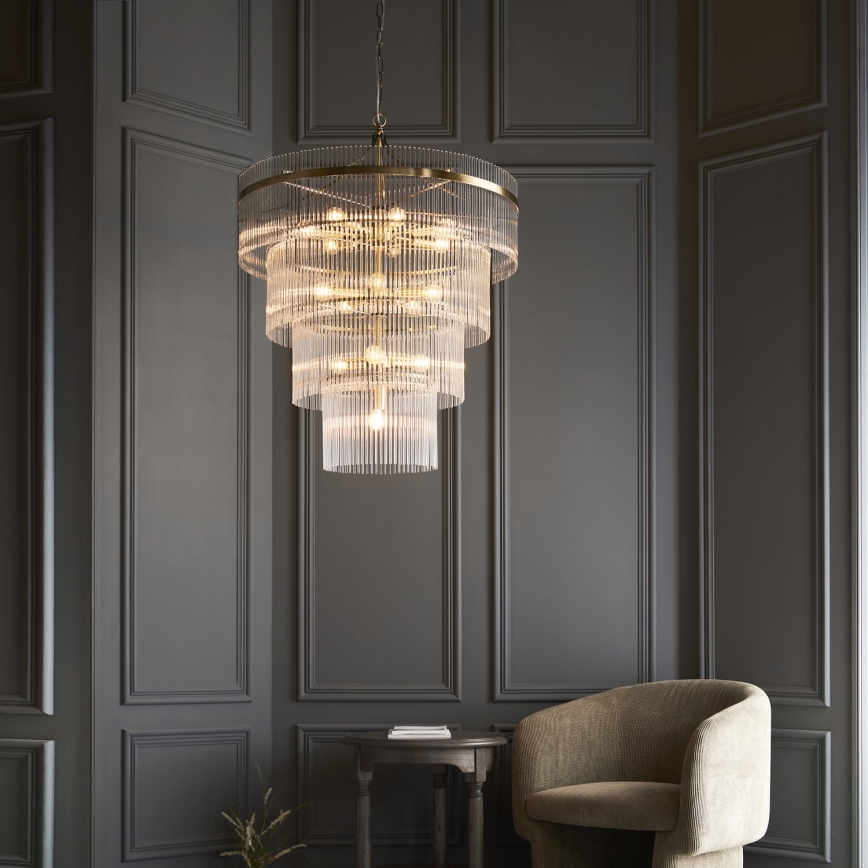 Endon 112576 - Chandelier on a chain MARIETTA 16xE14/6W/230V brass/clear