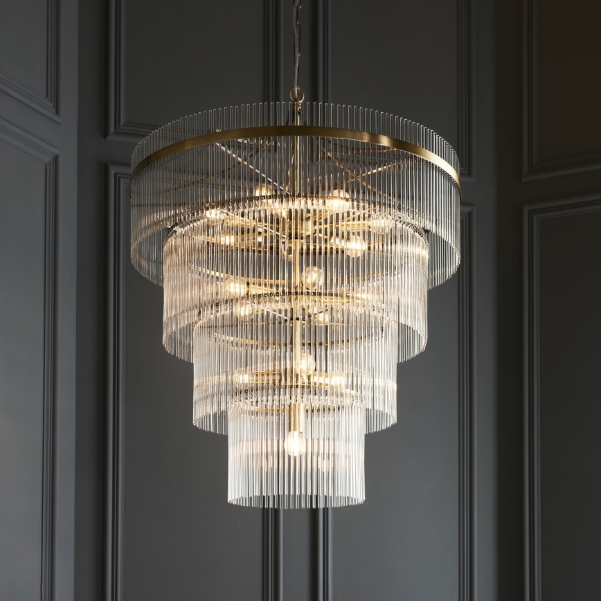 Endon 112576 - Chandelier on a chain MARIETTA 16xE14/6W/230V brass/clear