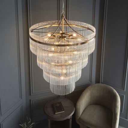 Endon 112576 - Chandelier on a chain MARIETTA 16xE14/6W/230V brass/clear