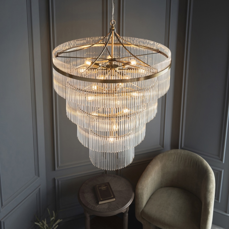 Endon 112576 - Chandelier on a chain MARIETTA 16xE14/6W/230V brass/clear