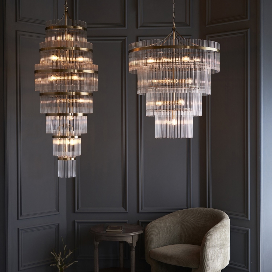 Endon 112576 - Chandelier on a chain MARIETTA 16xE14/6W/230V brass/clear