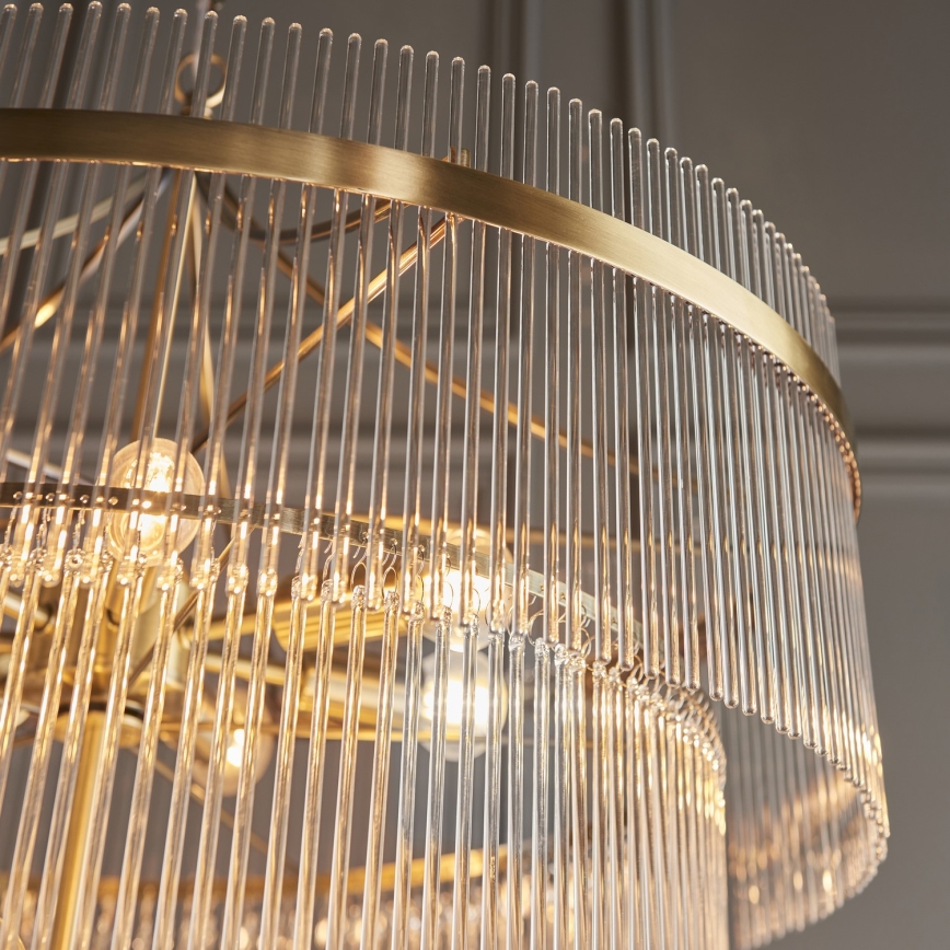 Endon 112576 - Chandelier on a chain MARIETTA 16xE14/6W/230V brass/clear