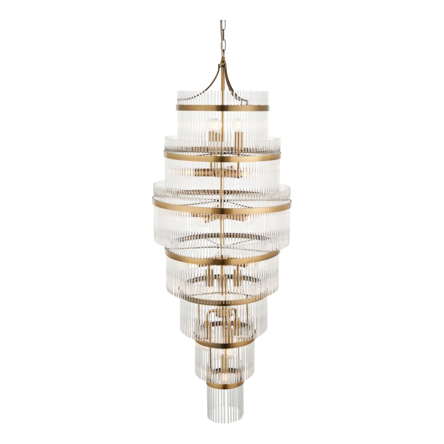 Endon 112793 - Chandelier on a chain MARIETTA GRAND 21xE14/6W/230V brass/clear