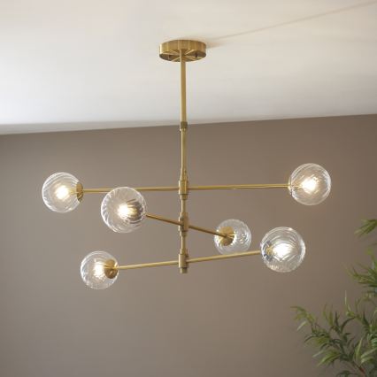 Endon 114039 - Rod-mounted chandelier 6xG9/3.2W/230V gold