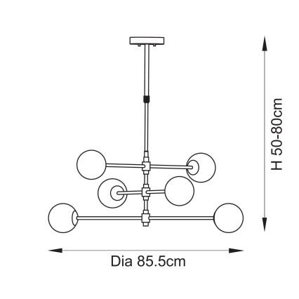 Endon 114039 - Rod-mounted chandelier 6xG9/3.2W/230V gold