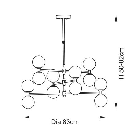 Endon 114041 - 12-light rod pendant 12xG9/3.2W/230V, Gold
