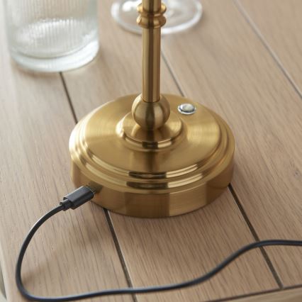 Endon 114800 - LED Dimmable rechargeable table lamp BURLEY LED/1,5W/5V brass/green