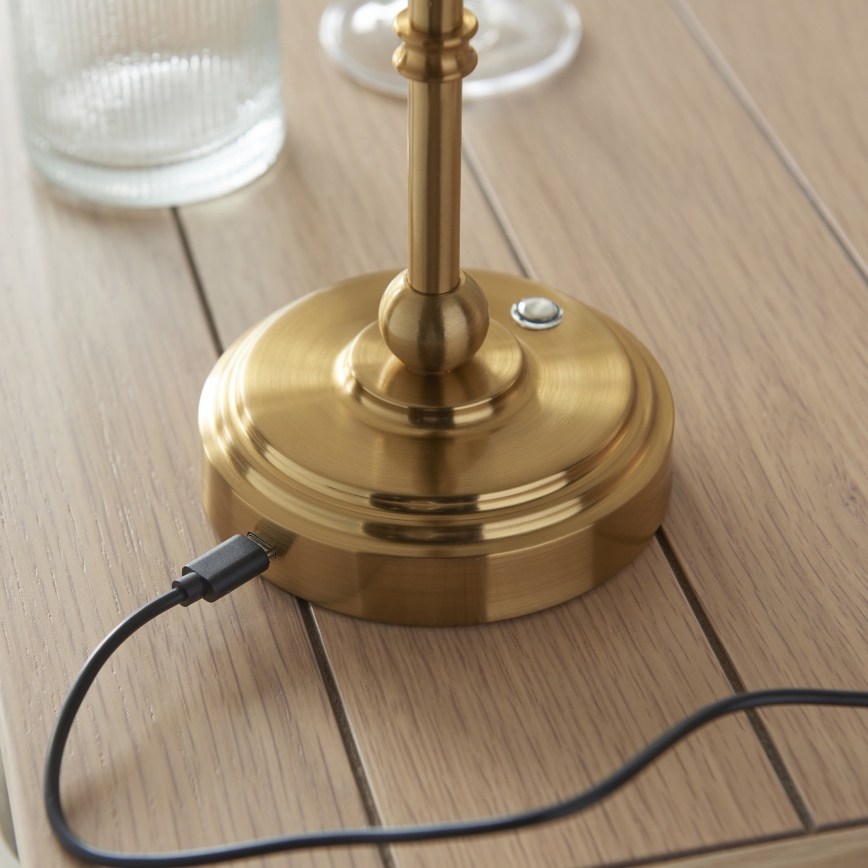 Endon 114800 - LED Dimmable rechargeable table lamp BURLEY LED/1,5W/5V brass/green