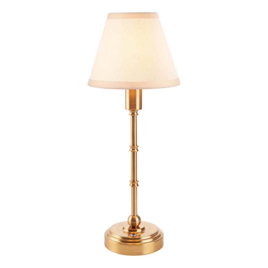 Endon 114811 - BURLEY Dimmable Rechargeable LED Desk Lamp 1.5W/5V, 3600 mAh, Brass/White