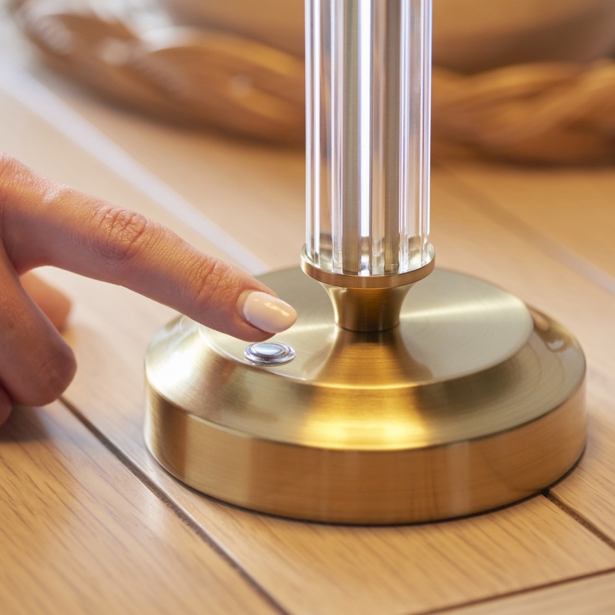 Endon 114838 - LED Dimmable rechargeable table lamp MORTON LED/1,5W/5V 3600 mAh brass/green