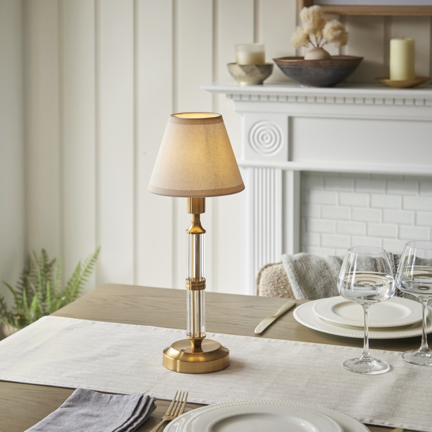 Endon 114849 - LED Dimmable rechargeable table lamp MORTON LED/1,5W/5V 3600 mAh brass/beige