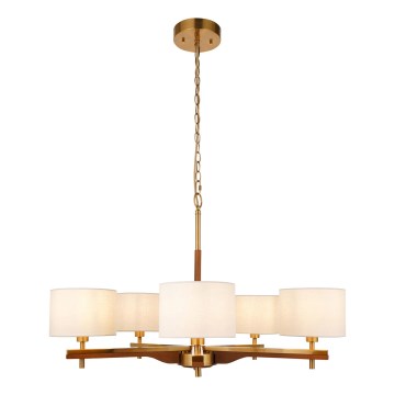 Endon 116994 - HEATHCLIFF Chain-Suspended Chandelier 5xE14/7W/230V Brass/Ash