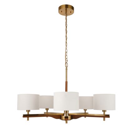 Endon 116994 - HEATHCLIFF Chain-Suspended Chandelier 5xE14/7W/230V Brass/Ash