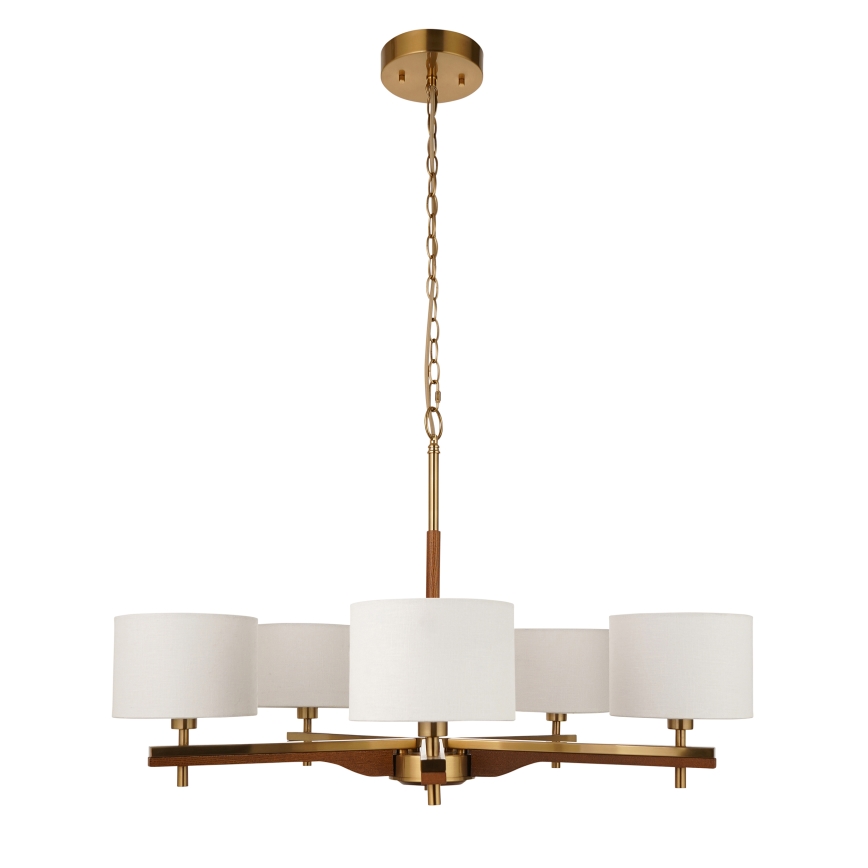 Endon 116994 - HEATHCLIFF Chain-Suspended Chandelier 5xE14/7W/230V Brass/Ash